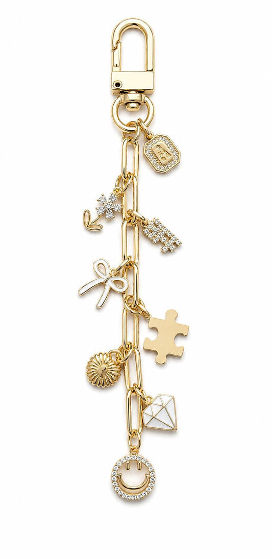 Best Friend Keychain / Bag Charm - 18k Gold Plated- Tarnish Free - Best Friend Gift - Personalized Friend Gift - Bestie Gift -